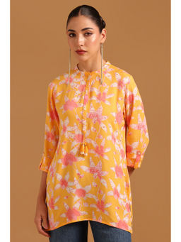 Soch - Yellow Floral Straight Three Fourth Sleeves Tunic
