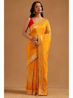 Soch - Yellow Woven Zari Saree Unstitched Blouse Piece