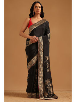 Soch - Black Woven Zari Saree Unstitched Blouse Piece