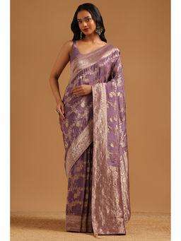 Soch - Lavender Woven Zari Saree Unstitched Blouse Piece