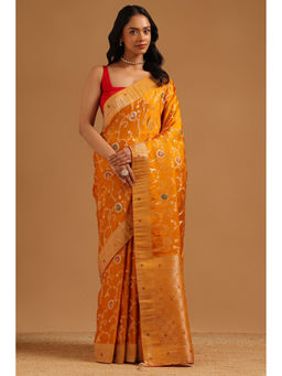Soch - Yellow Woven Zari Saree Unstitched Blouse Piece