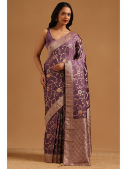 Soch - Lavender Woven Zari Saree Unstitched Blouse Piece