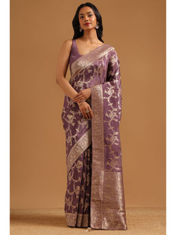 Soch - Lavender Woven Zari Saree Unstitched Blouse Piece