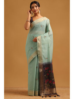 Soch - Blue Printed Saree Unstitched Blouse Piece