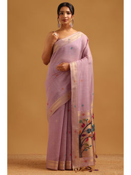 Soch - Lavender Woven Zari Saree Unstitched Blouse Piece