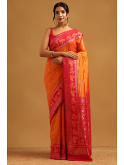Soch - Mustard Woven Zari Saree Unstitched Blouse Piece