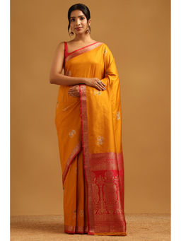Soch - Mustard Woven Zari Saree Unstitched Blouse Piece
