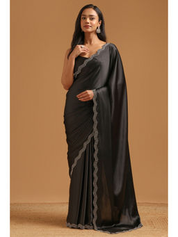 Soch - Black Embroidered Saree Unstitched Blouse Piece