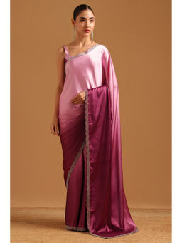 Soch - Wine Ombre Printed Saree Unstitched Blouse Piece