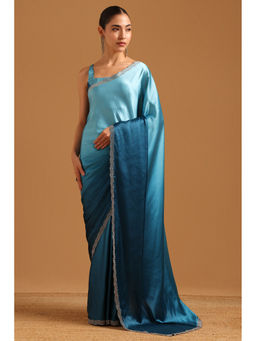 Soch - Blue Ombre Printed Saree Unstitched Blouse Piece