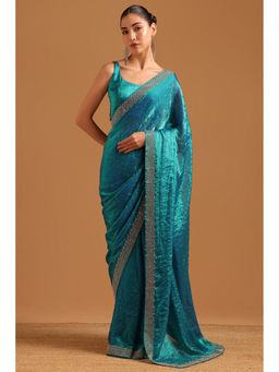 Soch - Blue Embellished/Sequined Saree Unstitched Blouse Piece