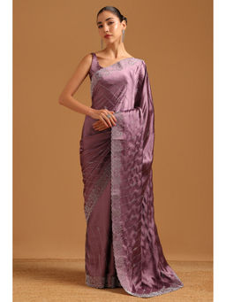 Soch - Lavender Embroidered Saree Unstitched Blouse Piece