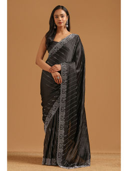 Soch - Black Embroidered Saree Unstitched Blouse Piece