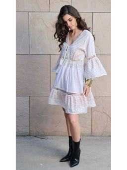 CINCIN Fashion - Diamond Drape White Dress