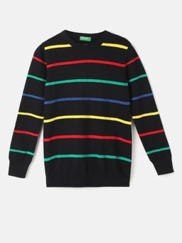 United Colors of Benetton - Boys Regular Fit Round Neck Striped Sweaters
