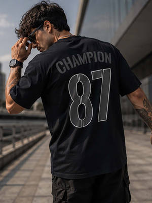 Buy Dpassion Mens Oversized Drop Shoulder Black T-Shirt (XS) Online