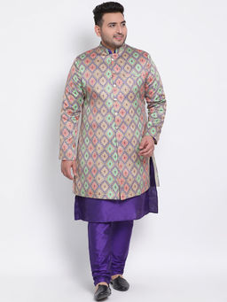 HANGUP - Multi-Color 3Pc Kurta Pyjama Sherwani (Set of 3)