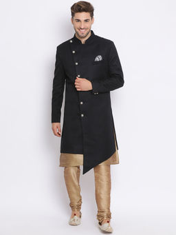 HANGUP - 3 Pics Sherwani Set Black Colour