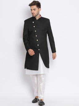 HANGUP - 3 Pics Sherwani Set Black Colour