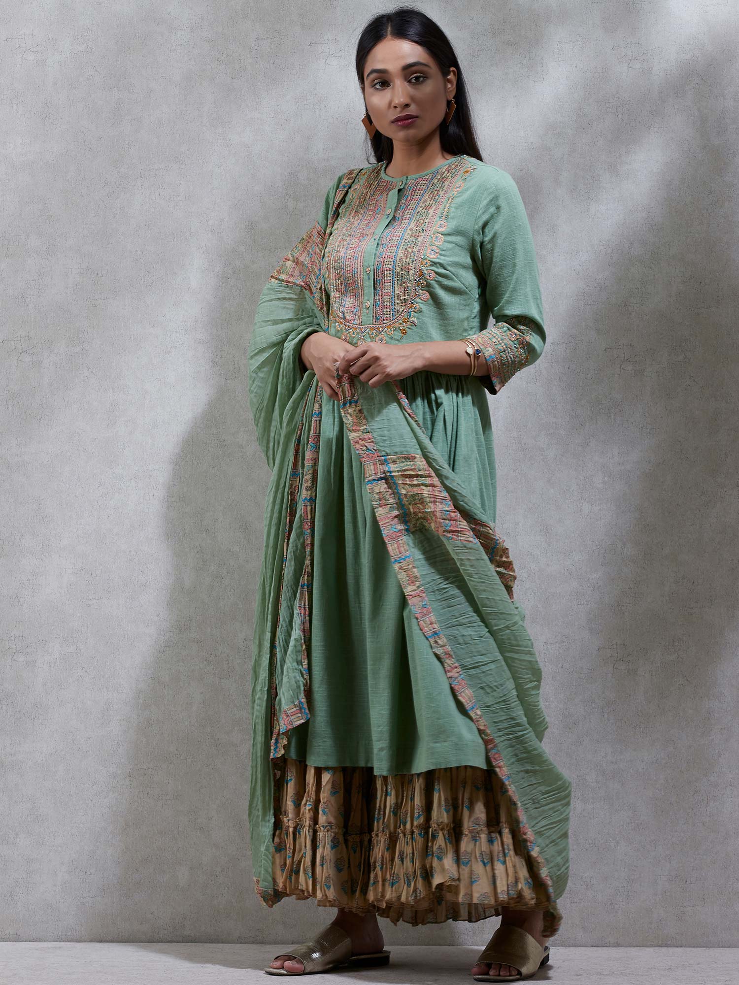 Ritu Kumar Salwar Suits And Sets Buy Ritu Kumar Green Embroidered Kurta And Sharara Set Online Nykaa Fasion 20 stunning wedding blouse designs for kanjeevaram sarees! ritu kumar green embroidered kurta and sharara set