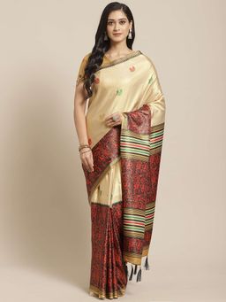 Sareemall - Beige Embellished Saree Unstitched Blouse