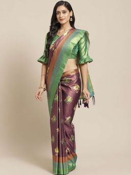 Sareemall - Purple Embellished Saree Unstitched Blouse