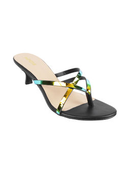 Mochi - Womens Black Kitten HeelsMochi Black Solid Heels