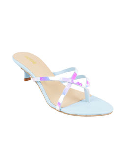 Mochi - Womens Blue Kitten HeelsMochi Blue Solid Heels