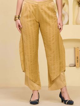 First Resort by Ramola Bachchan - Golden Layered Pant