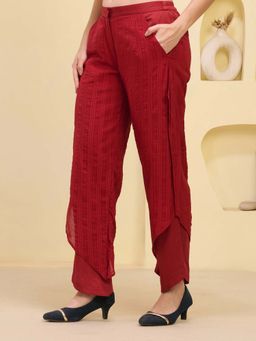 First Resort by Ramola Bachchan - Red Layered Pant