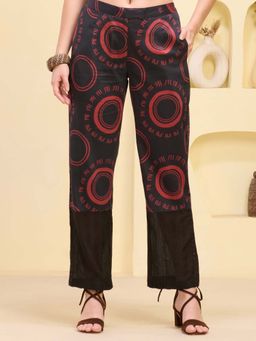 First Resort by Ramola Bachchan - Red Maa Printed Straight Pant