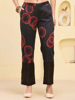 First Resort by Ramola Bachchan - Red Powerful Print Embellished Straight Pant