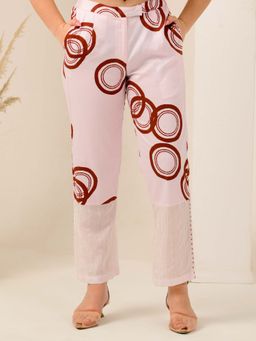 First Resort by Ramola Bachchan - Pink Powerful Print Embellished Straight Pant