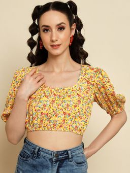Trend Arrest - Yellow Floral Printed Top