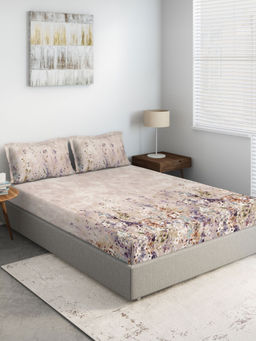 Ddecor Live Beautiful - DDECOR - Opulence 100% Cotton Double Bedsheet with 2 Pillow Covers, Brown