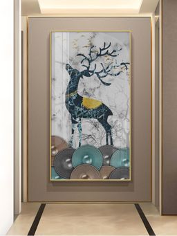 The Next Decor - Fawns Drum Circle Glass Finish Vertical Wall Art