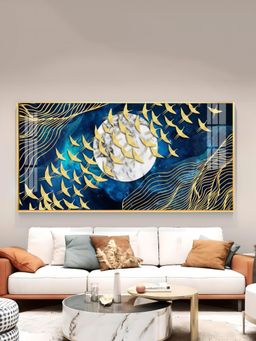 The Next Decor - Gilded Skyward Flock Glass Finish Horizontal Wall Art