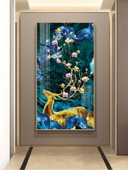 The Next Decor - Deer’s Serenade Glass Finish Vertical Wall Art
