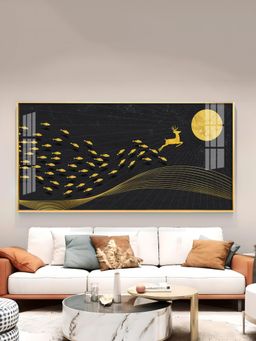 The Next Decor - Fish Deer And Moon Glass Finish Horizontal Wall Art