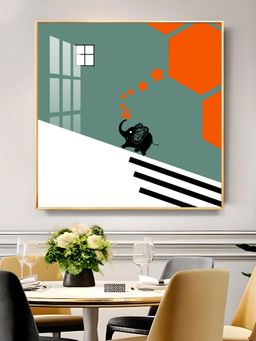 The Next Decor - Elephantine Artistry Glass Finish Square Wall Art