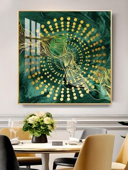 The Next Decor - Emerald Abstraction Glass Finish Square Wall Art