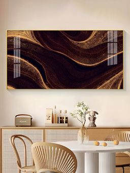 The Next Decor - Golden Rhythm Wave Glass Finish Horizontal Wall Art
