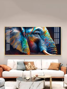 The Next Decor - Vibrant Elephant Glass Finish Horizontal Wall Art