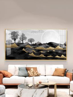 The Next Decor - White Sun With Birds Glass Finish Horizontal Wall Art