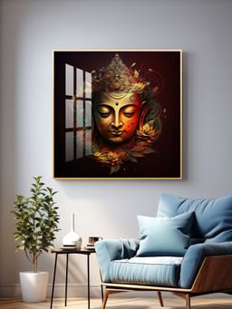The Next Decor - Enlightened Buddha Glass Finish Square Wall Art