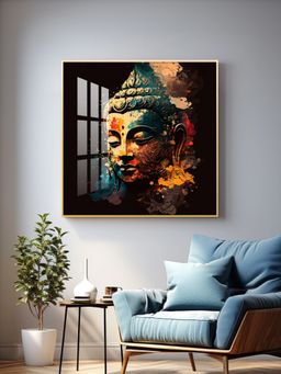 The Next Decor - Tranquil Buddha Glass Finish Square Wall Art