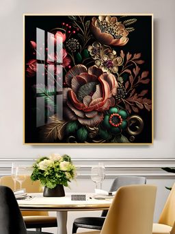 The Next Decor - Blooming Elegance Glass Finish Square Wall Art