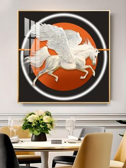 The Next Decor - Ethereal Pegasus Glass Finish Square Wall Art