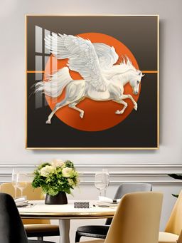 The Next Decor - Aurora Pegasus Glass Finish Square Wall Art