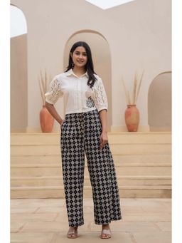 Juniper - Women White Embroidered Thread Work Crop Shirt with Palazzo